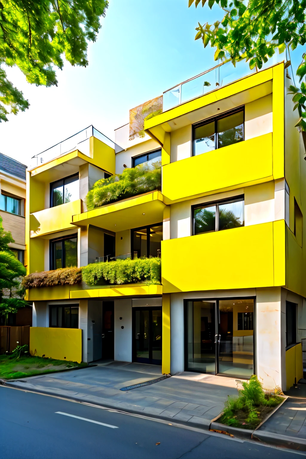 Create a building with leaf only in yellow colour