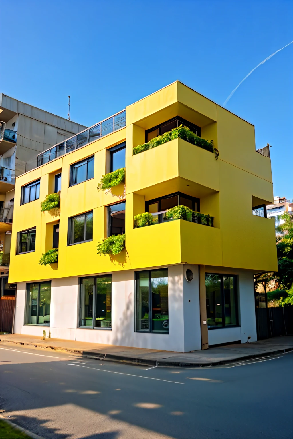 Create a building with leaf only in yellow colour