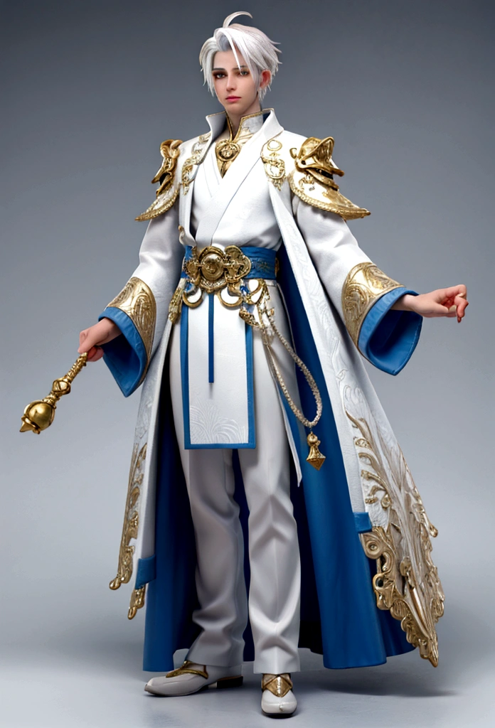 creates a male air god with white hair full body