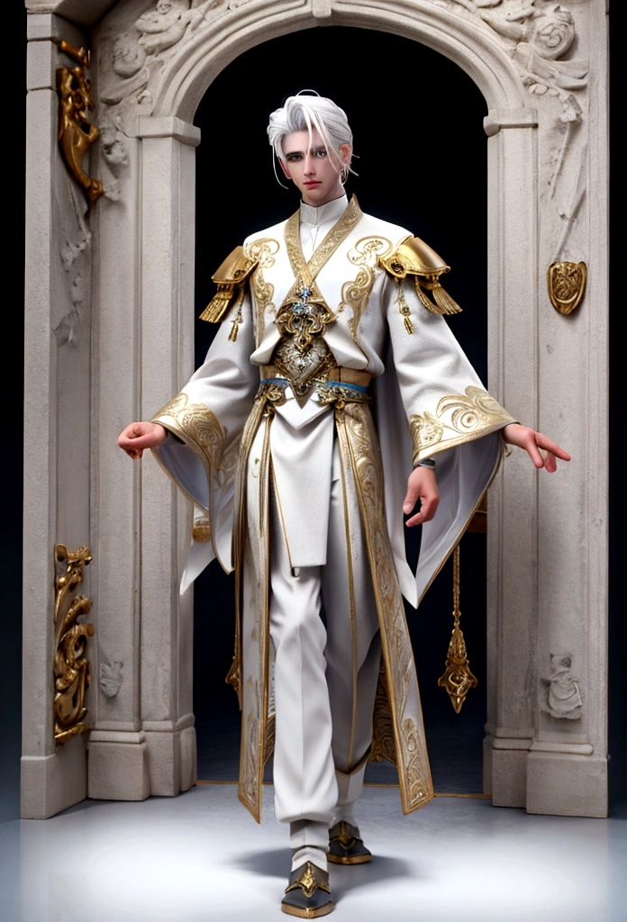 creates a male air god with white hair full body