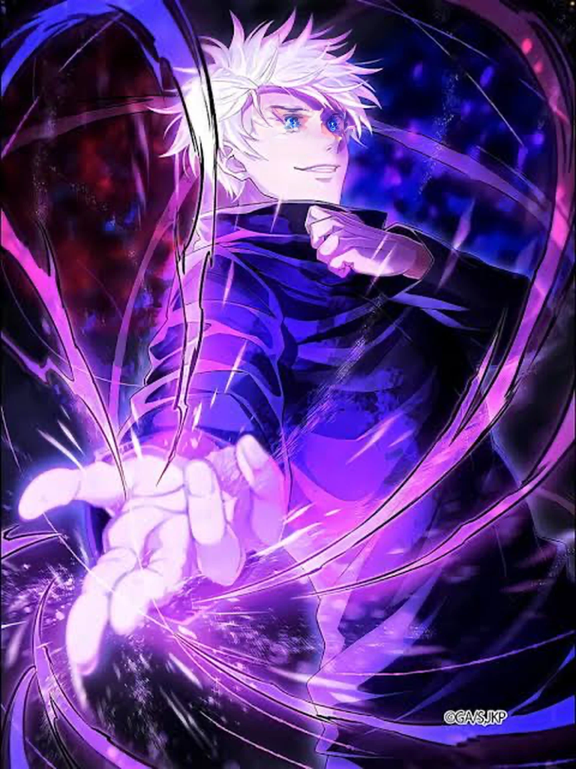 Close-up of a person holding a purple object in his hand, nagito komaeda, Killua Zoldyck, art style, Best Anime 4K Kona-chan Wallpaper, portrait, nagito komaeda from danganronpa, ufotableのart style, Hajime Yatate、highest quality、Gojo Satoru、blue eyes、eyes like crystal、Silver hair spiky