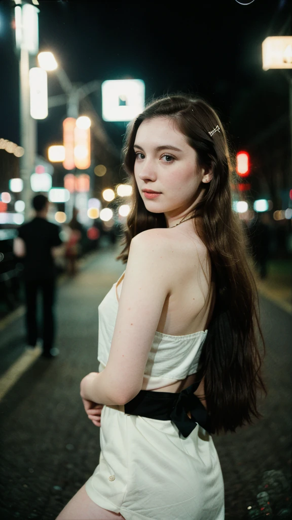 polaroid photo, night photo, photo of 24 y.o beautiful woman, pale skin, bokeh, motion blur