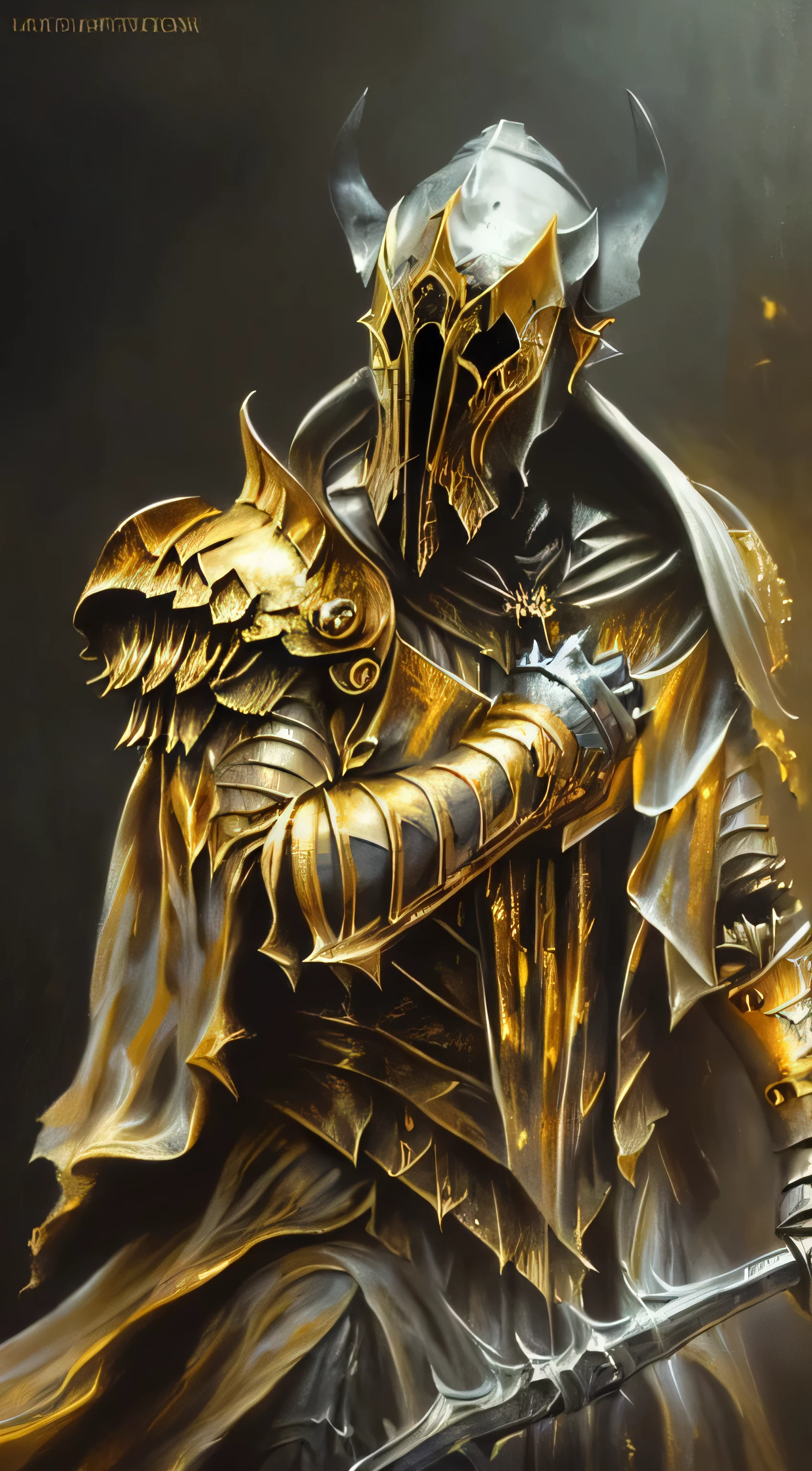 analog style, ((intricate details)), dark lighting, (broken lord), (intricate), 1man, solo, ((ghost horseman)), sitting on a ((ghost creature)), ((gold enhanced armor)), (gold plates), (spear), (chariot), dynamic pose, intricate, complex, Helios 44-2, swirly bokeh, trending on artstation, sharp focus, studio photo, intricate details, highly detailed, sharp, dnd character portrait, (oil on canvas), perfect lighting, Masterpiece, detailed background, portrait by artgerm and greg rutkowski, cinematic lighting, 8k
