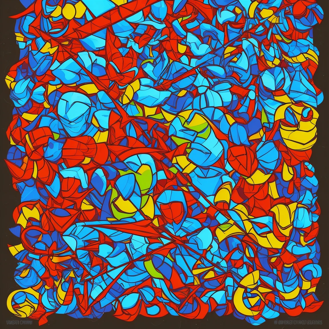 versatile cool colors art design, ideal for stickers, t-shirts, posters, the design is abstract, smooth lines, its perspective is flat, vector rendering:1.4, Sticker, t-shirt, poster, vector, graphic art, emblem. Art Style: Illustrative, with clean lines. Texture: Smooth, no visible textures. Perspective: Flat, without distortion. Rendering engine: Vector, with a high level of detail. Rendering: Guidance Scale 2, Strength 6
