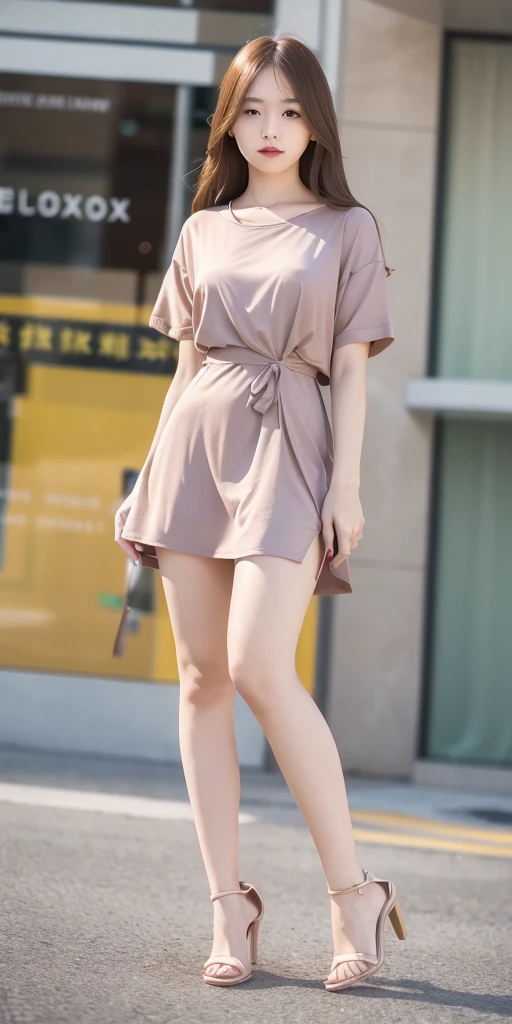 mix4, 20d, solo, long_hair, shirt, dress, high_heels, full_body, look_at_viewer, (8k, RAW photo, best quality, mastery:1.2), (realistic, photo-realistic:1.37), professional lighting, photon mapping, light energy transfer, physically based rendering,