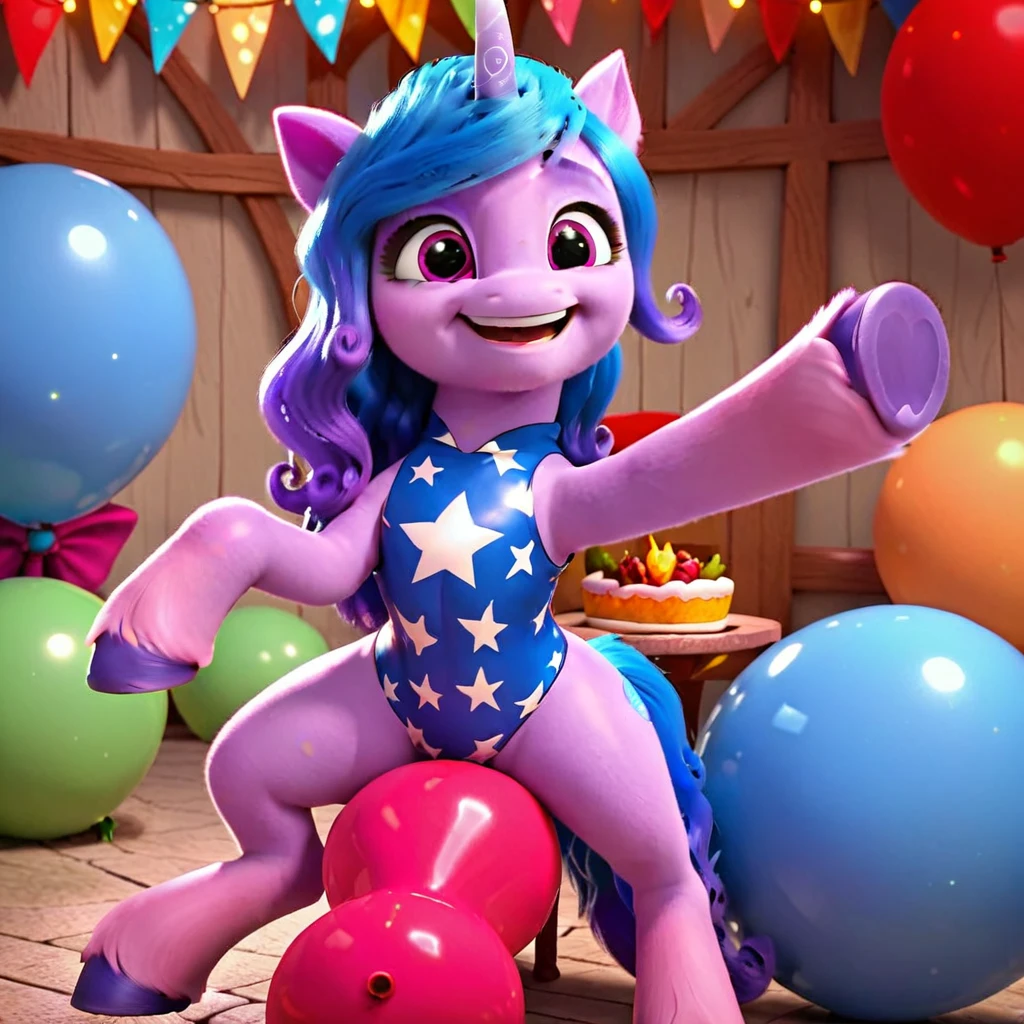 score_9, score_8_up, score_7_up, score_6_up, score_5_up, score_4_up,
female, Izzy Moonbow, solo, looner, nonpop, balloon nonpop, detailed background, party, selfie, fanservice, plot, balloon fetish, balloon support, 3d, hd, 4k, solo,
safe, rating safe,
spread legs, plot, blowing up balloons, balloon blowing, wide hips, arched back, overinflated balloon, tight balloon, necked balloon, translucent balloon, white star print on balloon, balloon inflation,
motion blur, bouncing, squeaking, noisy, loud,
My Little Pony: Make Your Mark, My Little Pony: A New Generation, cinematic, dynamic angle, depth of field, bloom, subsurface scattering