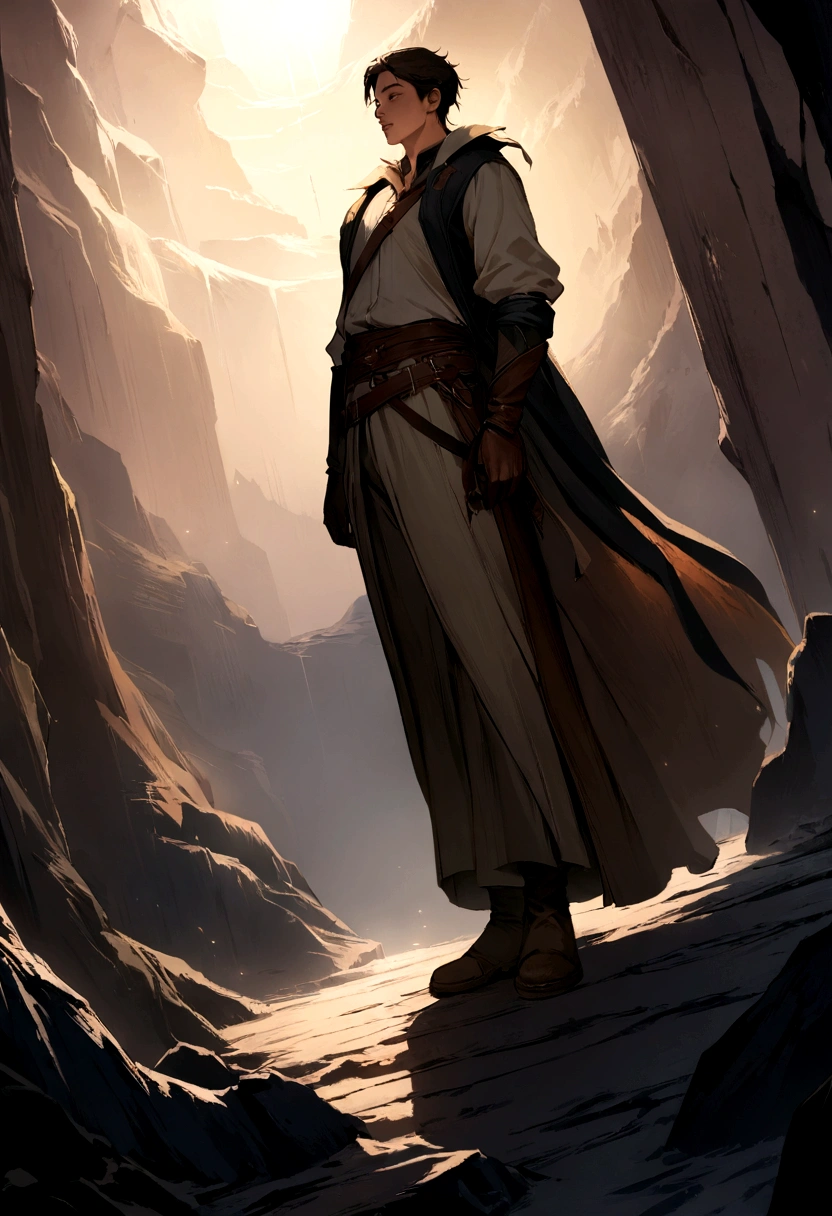 1 man ,masterpiece, best quality, (extremely detailed CG unity 8k wallpaper), (best quality), (best illustration), (best shadow), absurdres, realistic lighting, (Abyss), beautiful detailed glow, art by PeterMohrBacher,