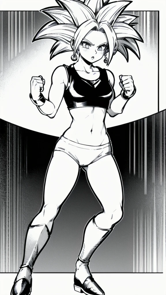 Kefla
Solo . Simple background , manga style , Fitgirl , Lineart , sfw , monochrome,greyscale,comic , Standing , Normal pose , sensual , Safe for work , fullbody , kefla_dragonball,jewelry, earrings, crop top