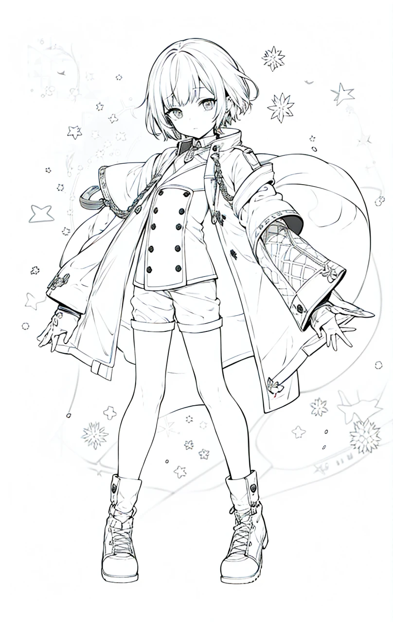 Wizard pattern on coat,shota,full body,glove,short pant,leg calf