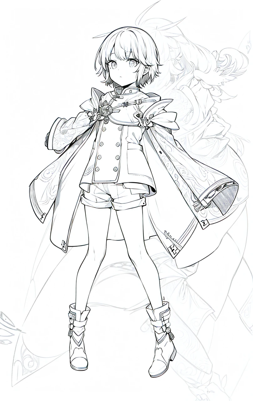 Wizard pattern on coat,shota,full body,glove,short pant,leg calf