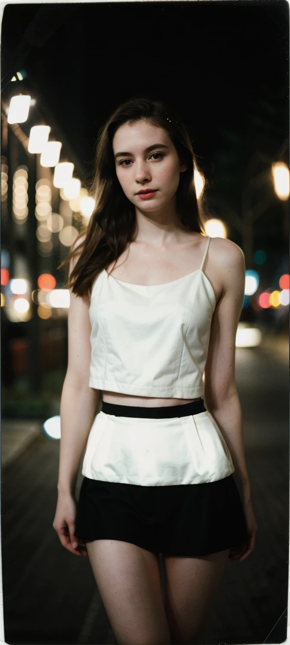 polaroid photo, night photo, photo of 24 y.o beautiful woman, pale skin, bokeh, motion blur