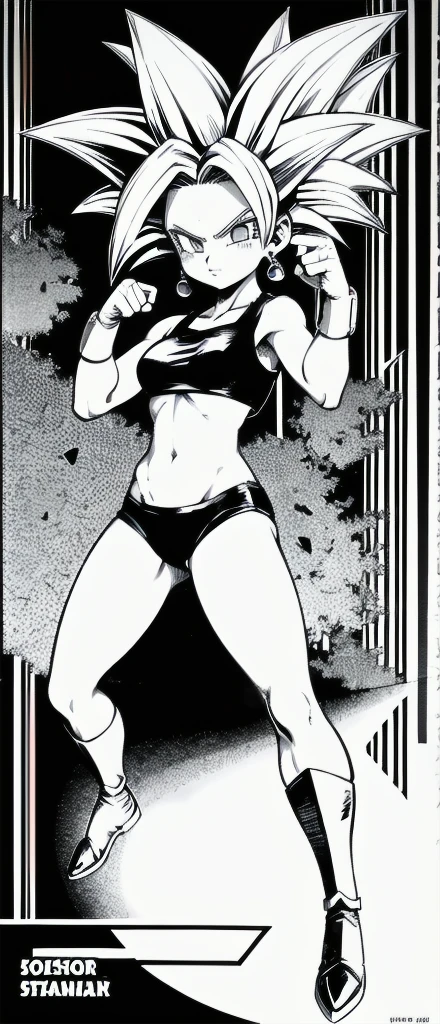 Kefla
Solo . Simple background , manga style , Fitgirl , Lineart , sfw , monochrome,greyscale,comic , Standing , Normal pose , sensual , Safe for work , fullbody , kefla_dragonball,jewelry, earrings, crop top