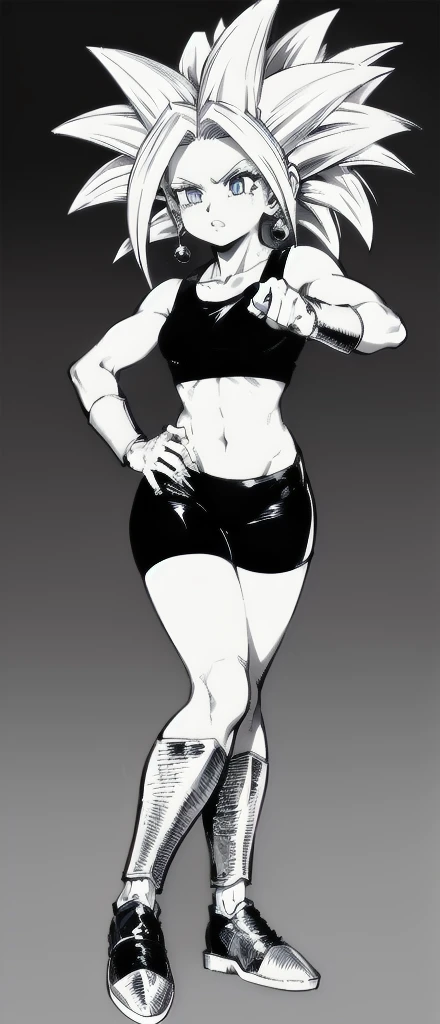 Kefla
Solo . Simple background , manga style , Fitgirl , Lineart , sfw , monochrome,greyscale,comic , Standing , Normal pose , sensual , Safe for work , fullbody , kefla_dragonball,jewelry, earrings, crop top