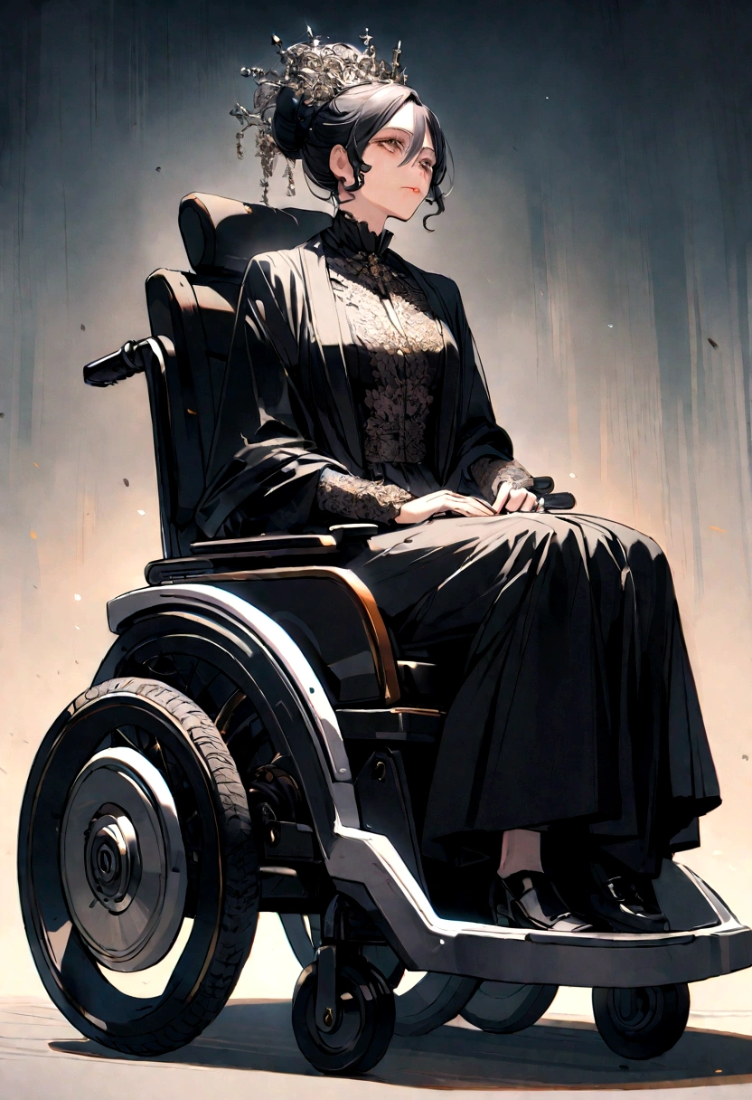 1 quadriplegic person in a motorized wheelchair