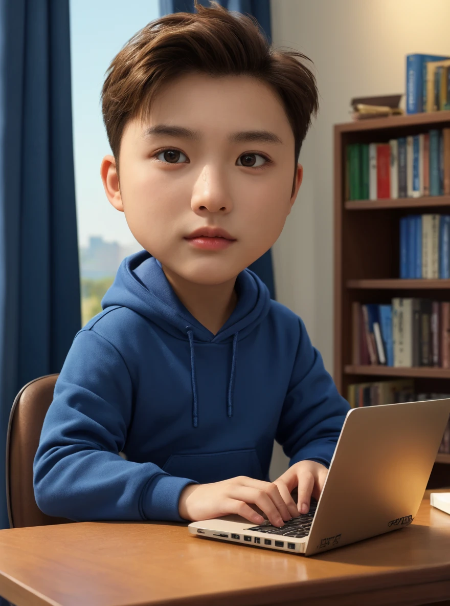 The boy sat in a chair,Computer keyboard and TV, yanjun cheng, , kid, 5 years olde, jinyiwei, Yan, Chinese traditional, Student, ji-min, Beginner, drak, jaeyeon nam, 4 year old, kiddy big breasts, Chen Zezhou, inspired by Zhichao Cai