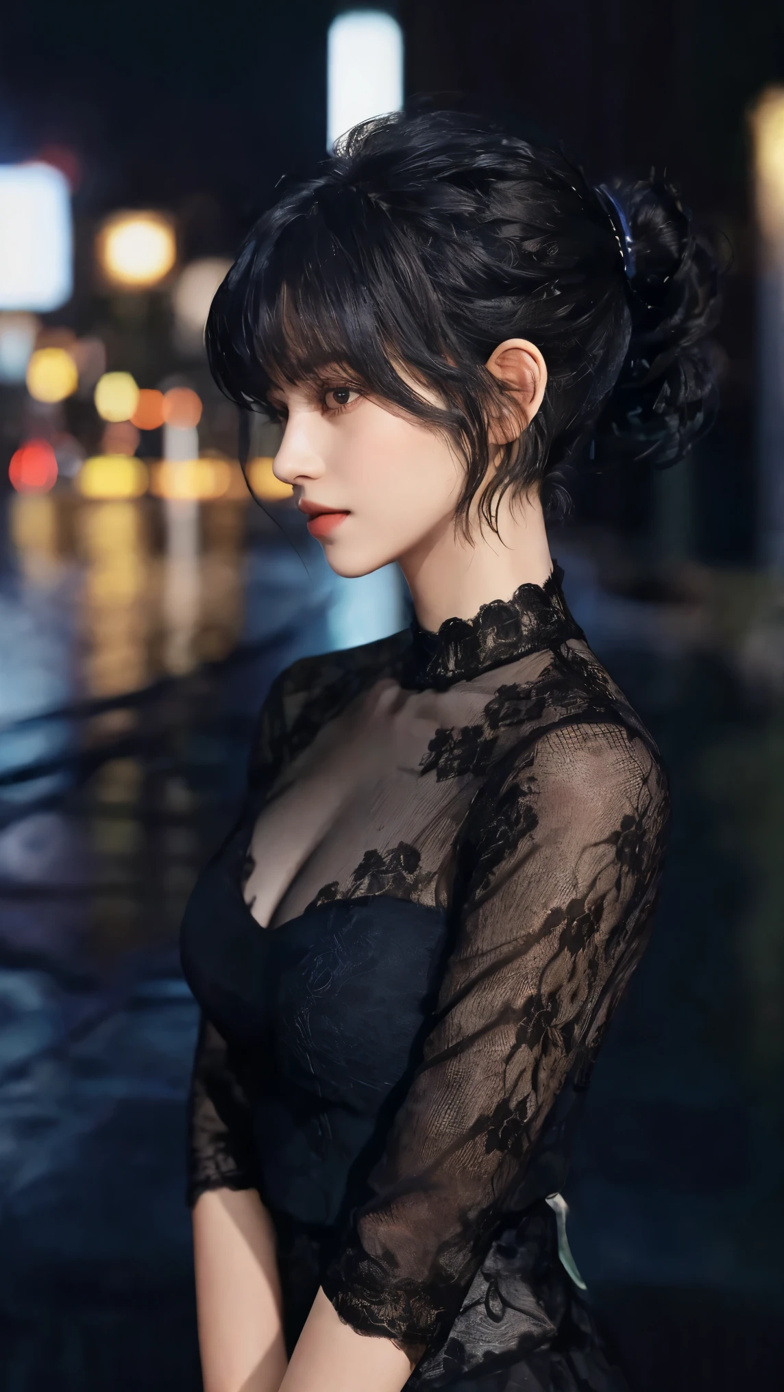 (masterpiece), (highest quality), {girl, lady}, looking at viewer, {Day, night}, {interior, exterior}, {natural short wavy hair, shaggy cut, long side bangs and bold, curly hair, neat ponytail, sophisticated pixie cut, high knot with twist braid, voluminous bun, undercut