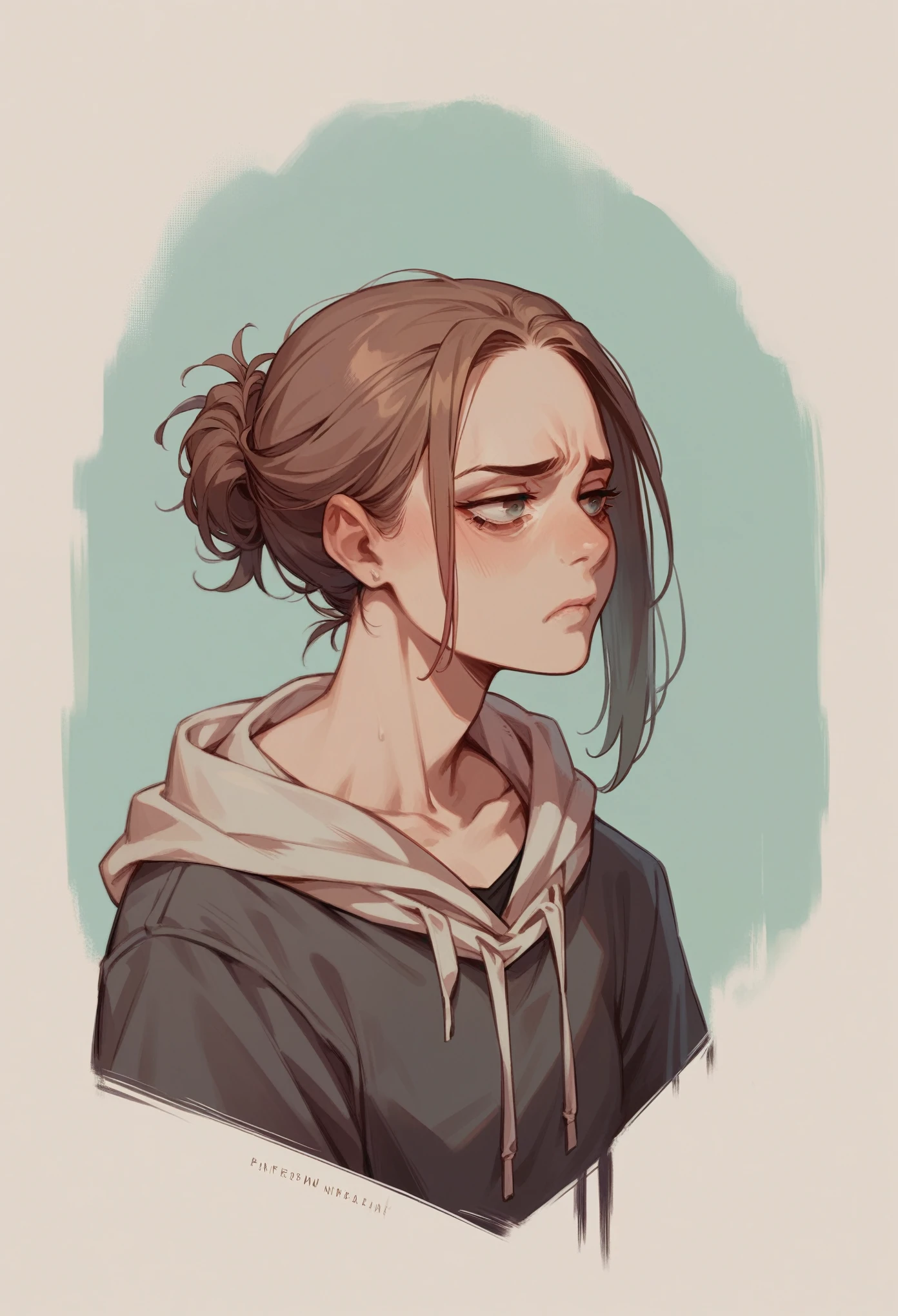 sad scene cartoon characters, artist title and nostalgic atmosphere