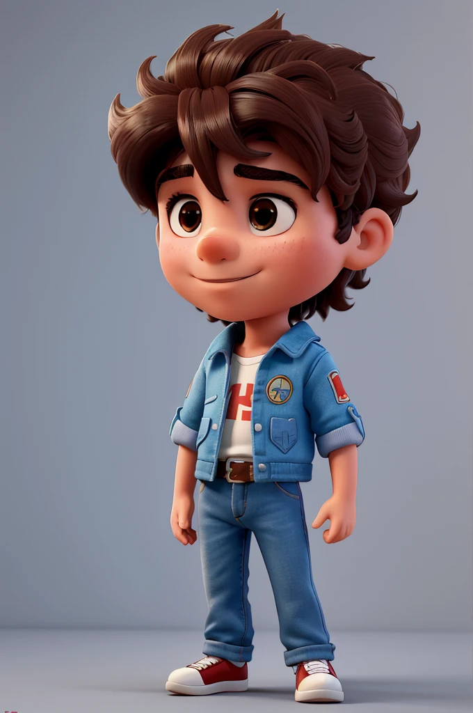 Make an image with a retrofuturistic style of a boy named Luiz Grandeo, but