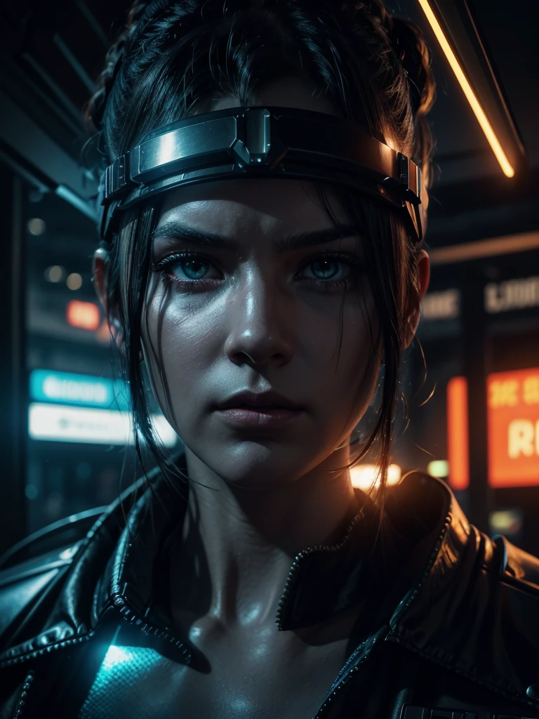 stunning cyberpunk scene, 1 cyborg and 1 human standing face to face, highly detailed, cinematic lighting, dramatic atmosphere, advanced technology, glowing neon lights, intricate machinery, gleaming metal surfaces, intense gaze, contemplative expression, moody colors, dark shadows, photorealistic, 8k, masterpiece