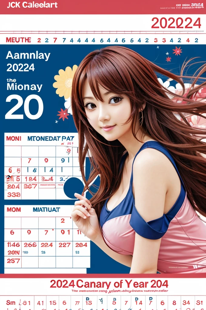 Create a calendar of the year 2024 per month and have the design related to the anime NANA