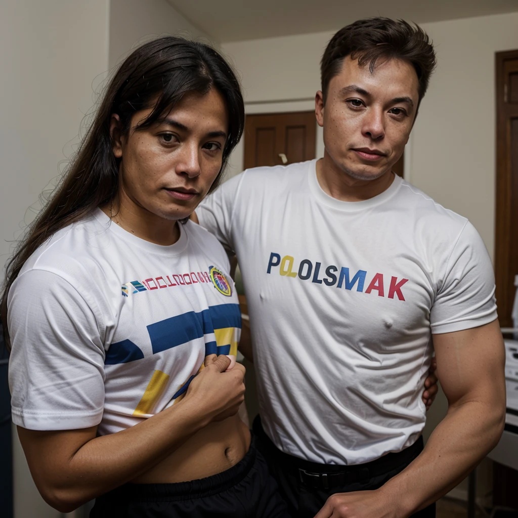 Colombian soldier giving Elon Musk shirt from the Colombian National Team 