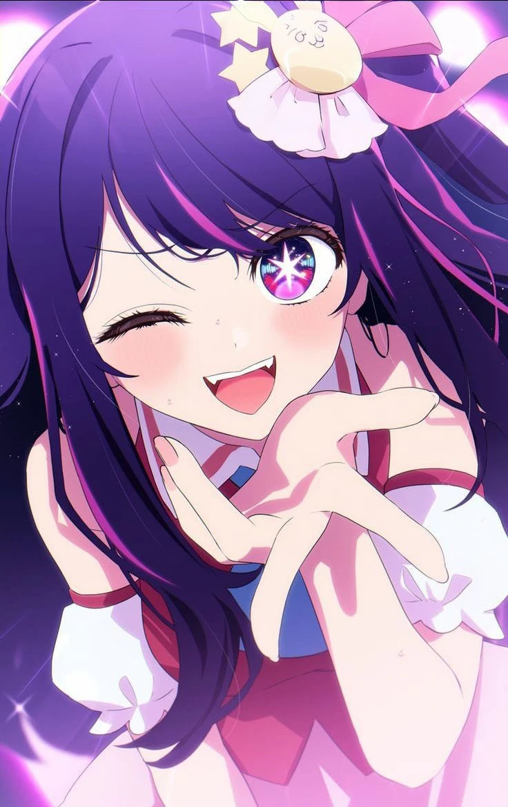 a beautiful young girl wearing transparent black gloves, smiling softly, her hair styled with bangs, adorned with jewelry, wearing a pastel colored dress, detailed anime-style character, kawaii, neon, black and blue colors, daring, detailed face, detailed clothing, high quality, 4k, photorealistic, professional