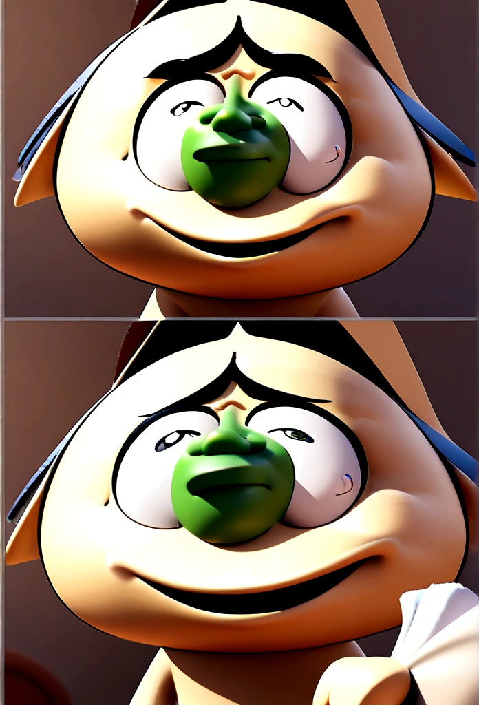 Crie um pôster 3D no estilo Disney PIXAR. ("A Pixar-style ager character named Sensível, with a delicate appearance, big expressive eyes, always holding a tissue, and an emotional expression.")