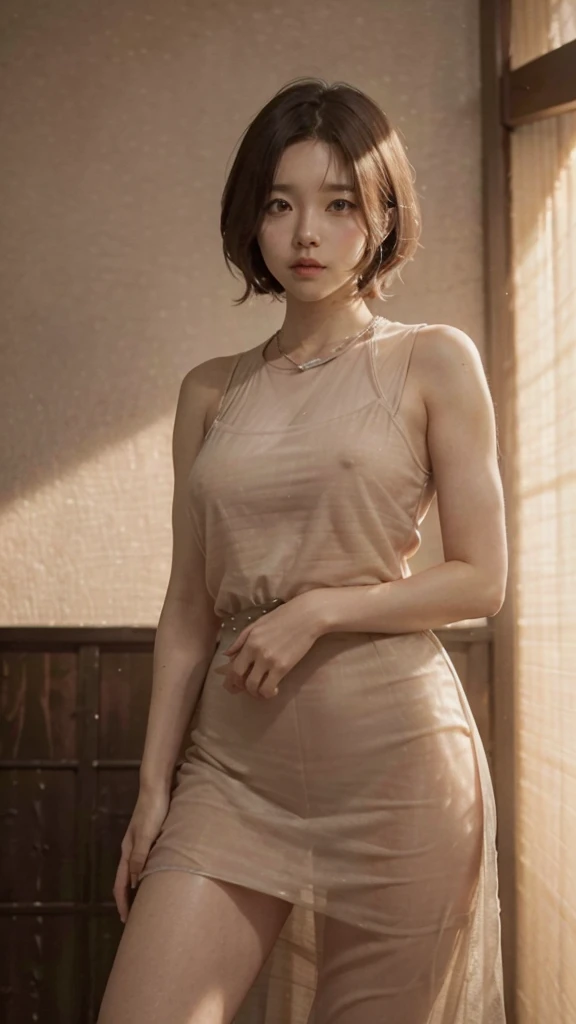 there is a woman in a brown dress standing in a room, female protagonist, rin, female protagonist 👀 :8, style game square enix, sayori, ayami kojima amano, inspired by Riusuke Fukahori, deayami kojima, makoto shinka, kasumi arimura style 3/4, female character, jin kagetsu