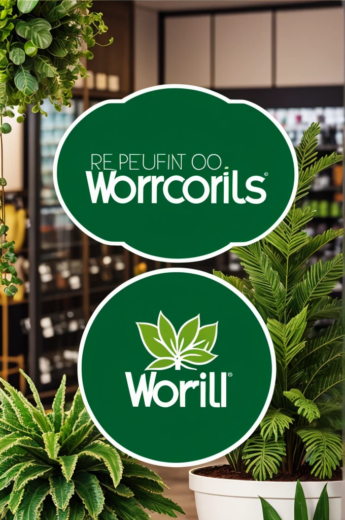 Logo for a store selling artificial plants ( Plant world )