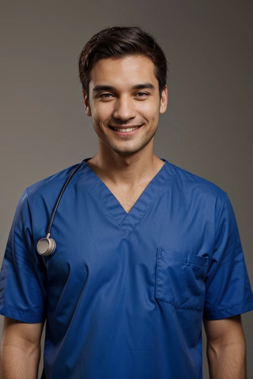 male doctor smiling with blank background