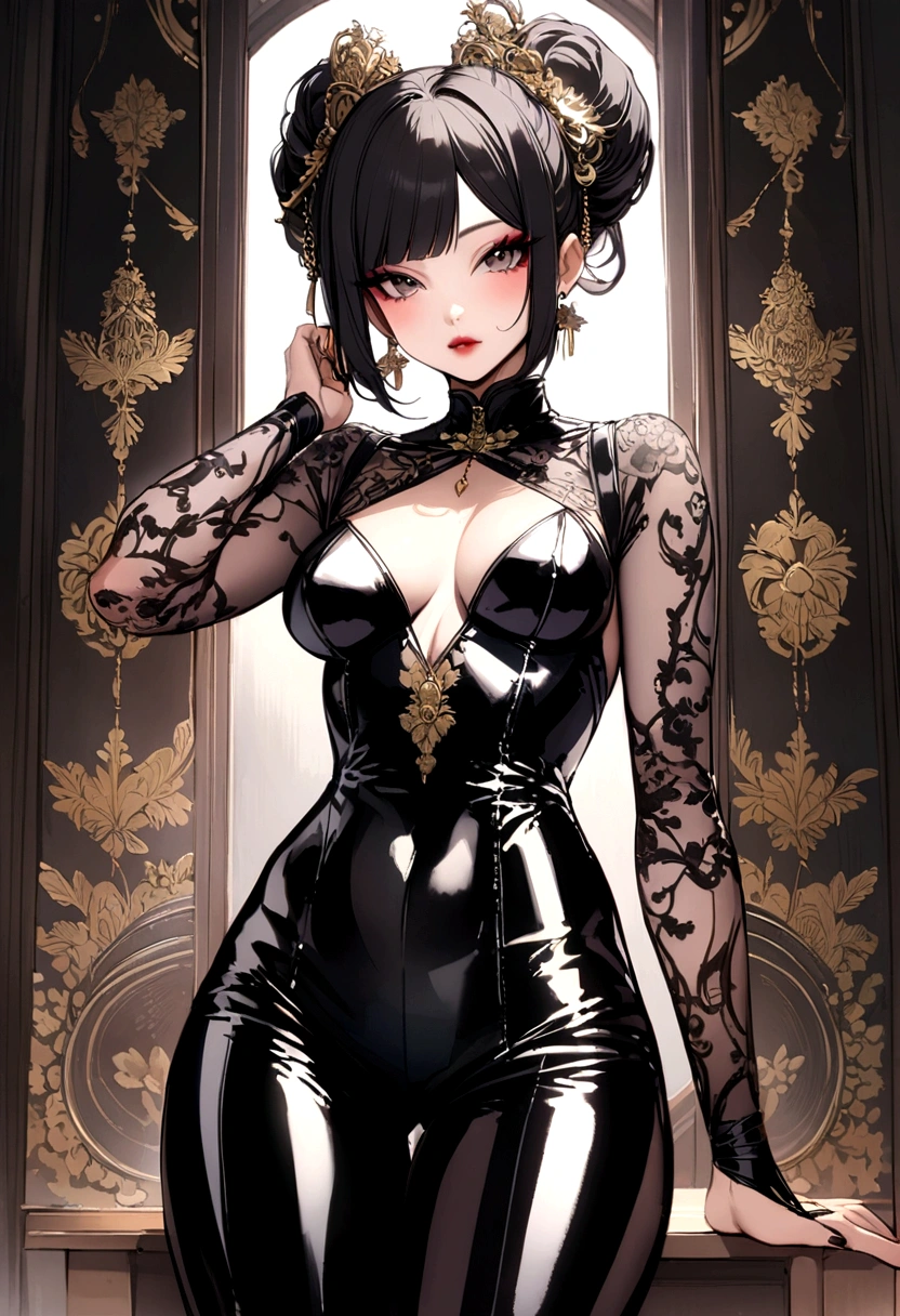 Asian egirl woman in short and tight outfit