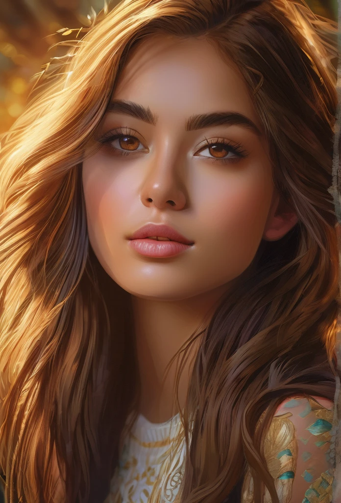 beautiful detailed girl,1girl,beautiful detailed eyes,beautiful detailed lips,extremely detailed eyes and face,long eyelashes,beautiful detailed skin,beautiful detailed hair,soft warm lighting,golden hour lighting,golden hour,warm colors,vibrant colors,cinematic lighting,highly detailed,hyper realistic,oil painting,masterpiece,photorealistic,intricate details,award winning,ultra-detailed,4k,8k,highres,best quality