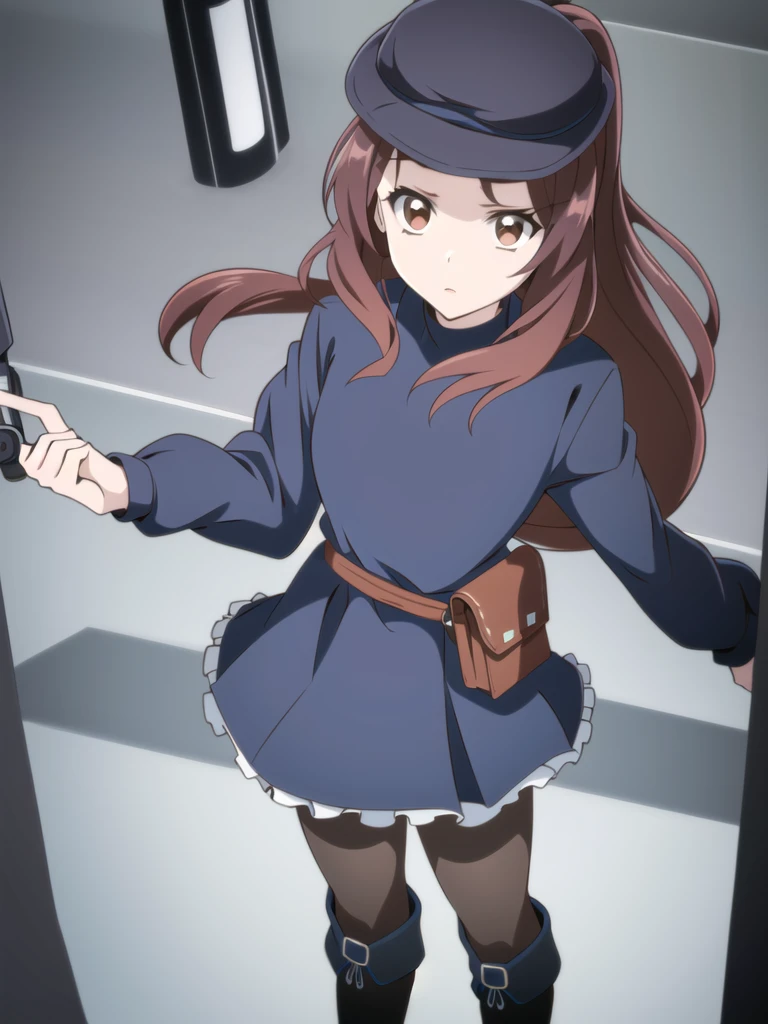 ((Best quality))),((Ultra-detailed)),((illustration)),((Disheveled hair)),((frilld)),(1 girl),(Solo),
1girl, ***, handgun, hat, holding, holding_***, looking_at_viewer, solo, weapon, rating:safe, adjusting_clothes, adjusting_hat, adjusting_headwear, black_footwear, black_gloves, black_hat, black_headwear, black_legwear, black_pantyhose, blue_bow, boots, bow, clothing, dress, female, female_only, footwear, frills, gloves, headwear, holding_weapon, knee_boots, legwear, long_hair, makaria, pantyhose, pistol, pointing, pointing_at_viewer, pouch, olo, standing,
brown hair,brown_eyes,