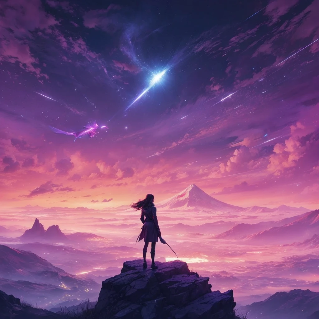Pink dragon in front of the woman,Spotlight,full HD