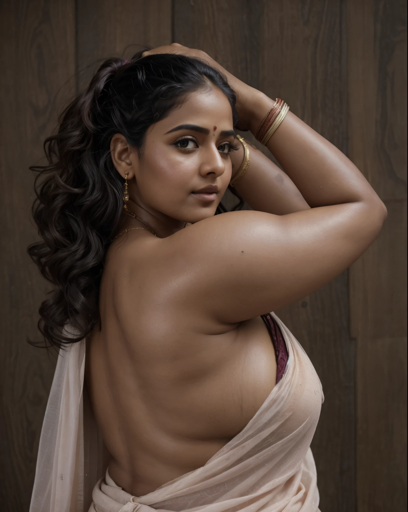 Looks like Anushka Shetty, sensual shoot, sensual ravishing spicy hot beauty, beautiful gorgeous round face, Extremely gorgeous, round face, shoot for a famous cosmetics brand, shoot for top health magazine cover Page, bold photoshoot, bold looks, body positivity, stunning beauty, ravishing, spicy hot, sizzling hot, sensual shoot, artistic sensual photograpy, thick figure, curvy, Thick navel, sexy tempting lady, sexy navel folds, fleshy figure, woman with a flower in her hair and a flower in her hair, closeup portrait shot, movie stills photography, traditional beauty, body sweat, glistening skin, feminine curve, curvy body, skin texture, skin pores, traditional clothes , traditional female hairstyles, pretty face!!, shot on sony alpha dslr-a300, indian woman with brown skin, indian goddess, traditional makeup, movie stills, actress, close - up portrait shot, detailed portrait shot, ultra HD, 32k, hyper realistic, hyper realistic skin, High level professional photography, insane details, high quality skin, beautymarks, real photograph, add every possible elements to make the photo looks as real photograph, tattoo, tattoo like tattooed tribal woman, chocolate brown skin, juicy thick figure, beautiful curvy figure, fleshy figure,