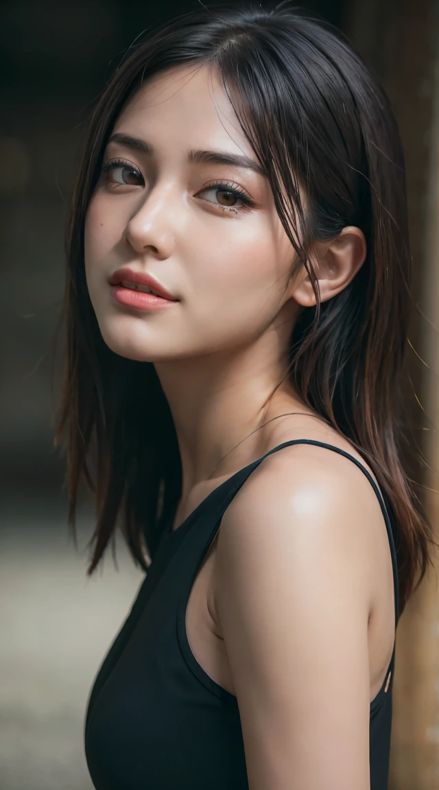 (Photo Real:1.4), (hyper realisitic:1.4), (Smooth lighting:1.05), 1 girl, melancholy, looking away, Close-up of the face, Soft lighting, Back lighting, (Finest Real Textured Skins), Super fine face, glowy skin, retinas, Anatomically correct, acurate, (medium Hair:1.1), bangs, Textured skin, High quality, high details, Best Quality, High resolution,