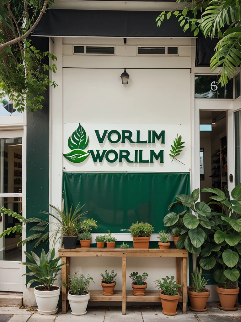 Logo for a store selling artificial plants ( Plant world )