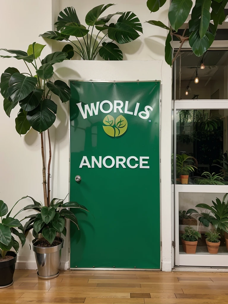 Logo for a store selling artificial plants ( Plant world )