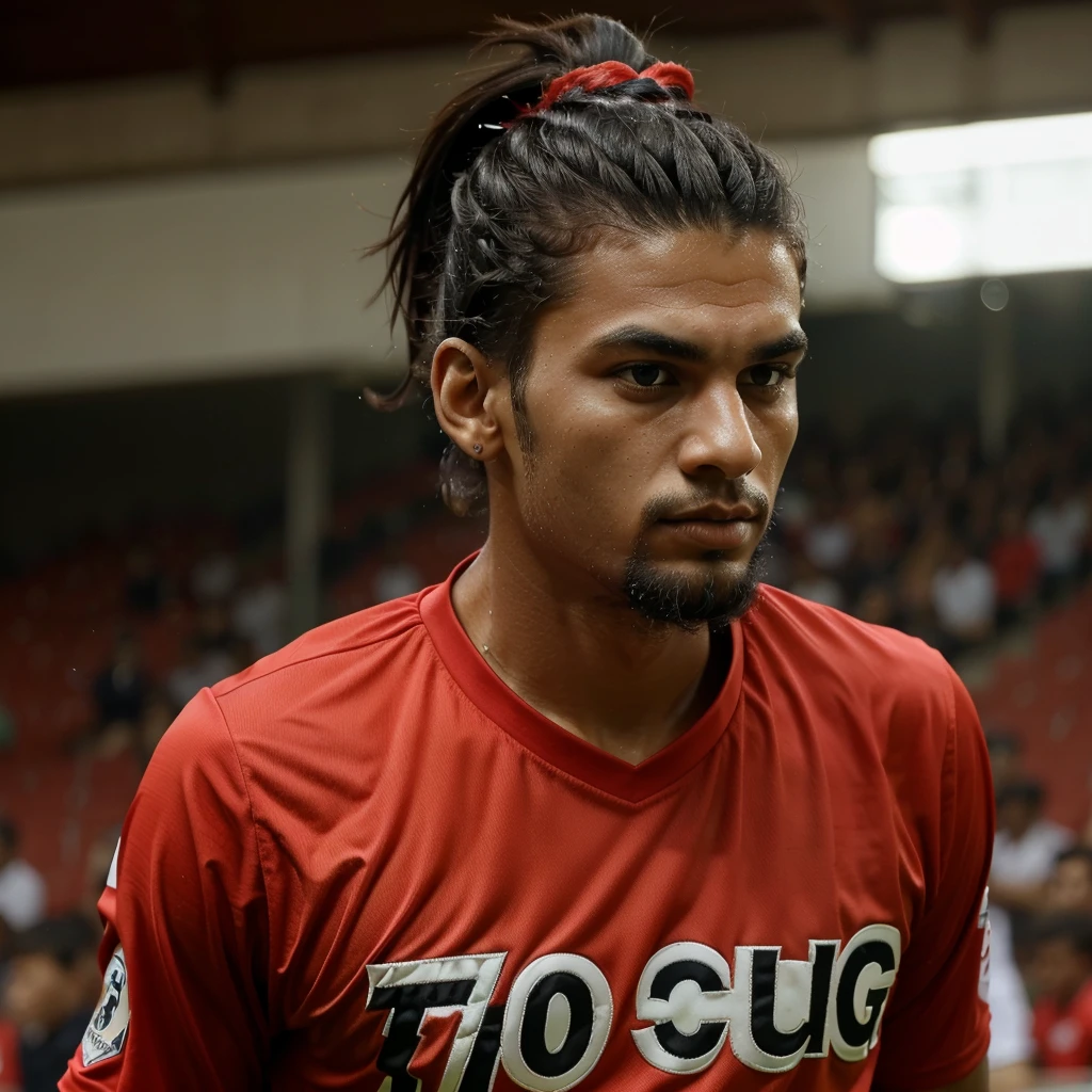 Flamengo player Black and with topknot (with an average of 18 years old