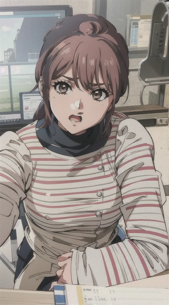 (highres,best_quality,anime_screencap),(1girl,solo,shokoazuma), (Best quality, 8k, 32k, Masterpiece, UHD:1.2),Photo of Pretty Japanese hijab woman, large breasts, clean background, photo studios, fetish hijab, woman hijab sitting in a chair, digital art, gucci style, gucci clothes, album, official artwork, streetwear graphic design ,photo in studio, clean background, The Queen.