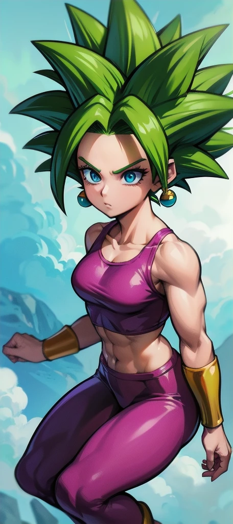 Kefla, garota, gostosa, bunda grande, Peitos grandes, Costeiro, cabelos verdes, Presumptuous, 1girl, sorrir, corpo esguio, cintura fina, naked, mostrando sua bunda