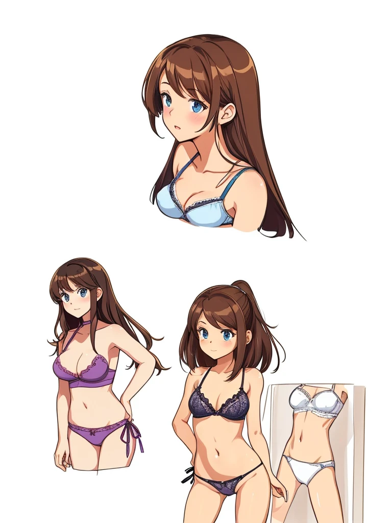 a few cartoon images of the same female character that i'm not sure what this is, a young girl touching her stomach and her breasts, a collection of sketches of several women, two pages show a woman in underwear next to another girl wearing a thongy panties