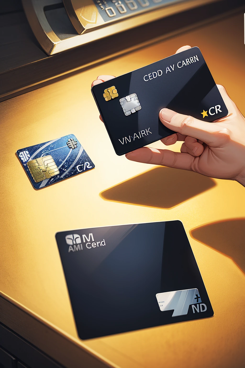 no people, black credit card, credit card, gold writing