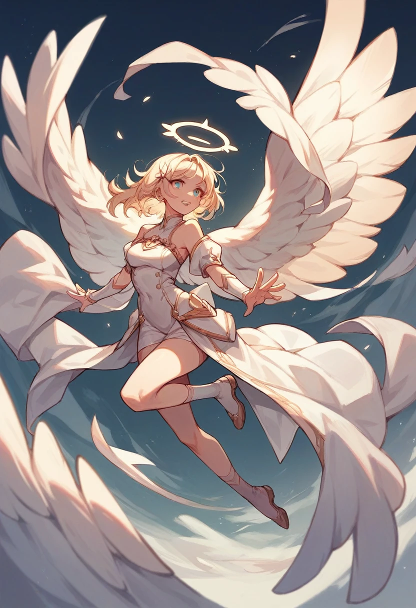 Gabriel angel with open wings in the air 
