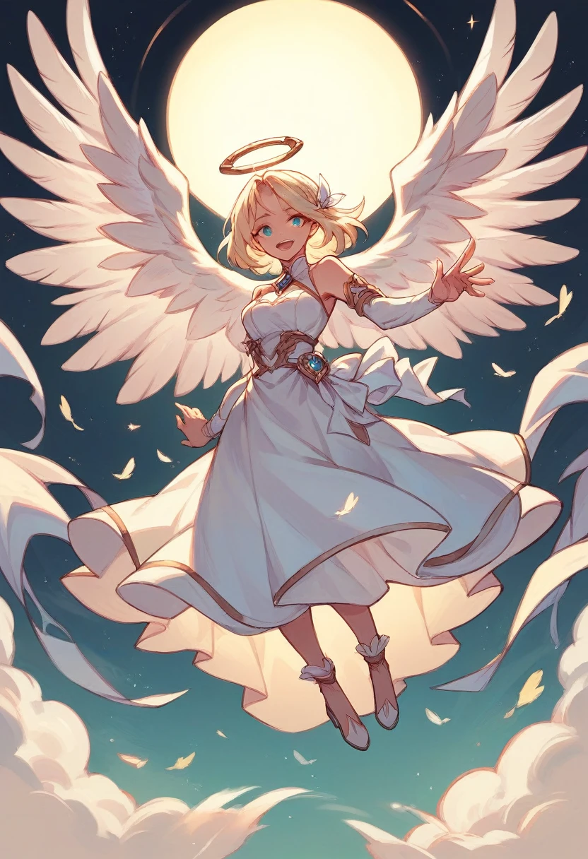 Gabriel angel with open wings in the air 