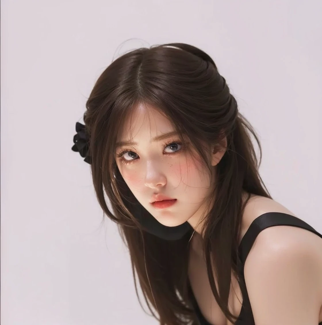 pale skin, big eyes and tender doll lips