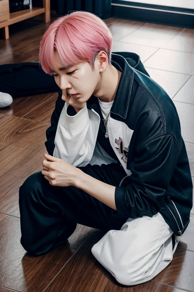 Yoongi from bts crying on the floor