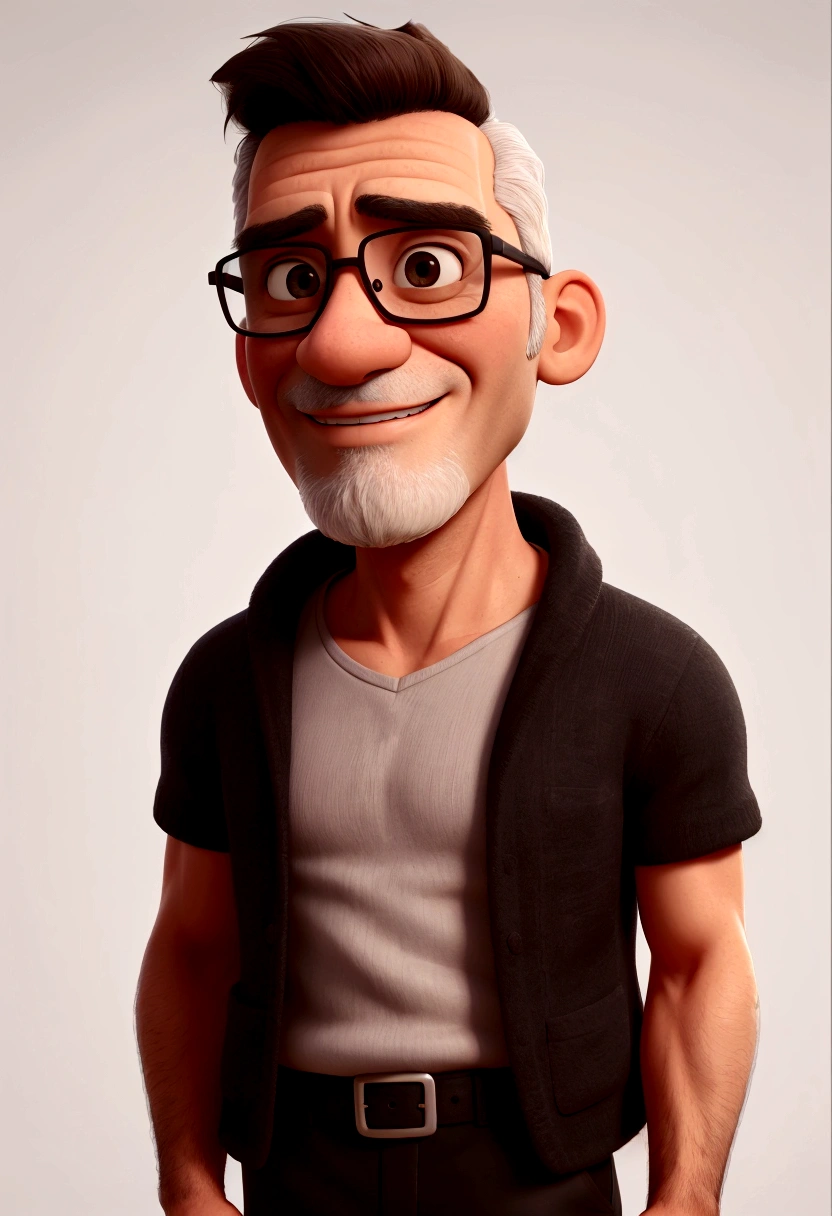 best qualityer, high resolution, distinct image, 50 years old man, Scrawny, short black hair, short black beard