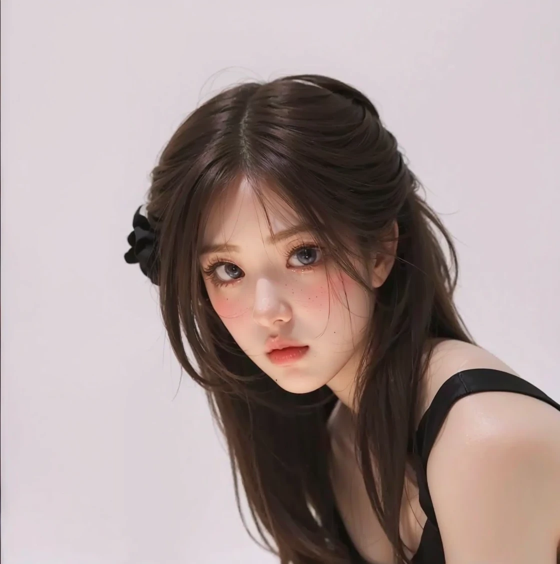 pale skin, big eyes and tender doll lips