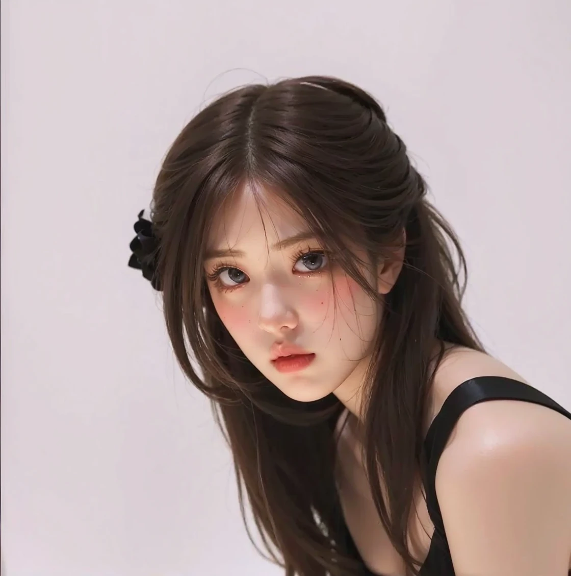 pale skin, big eyes and tender doll lips
